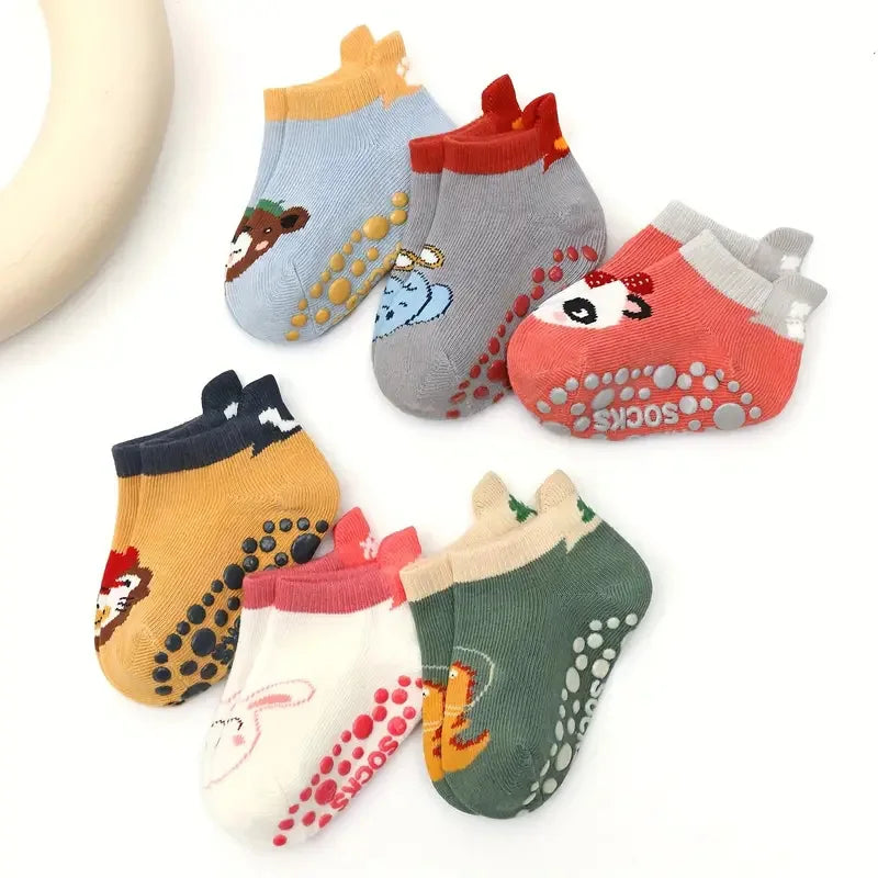 Baby Cartoon Grip Socks (6-Pack)